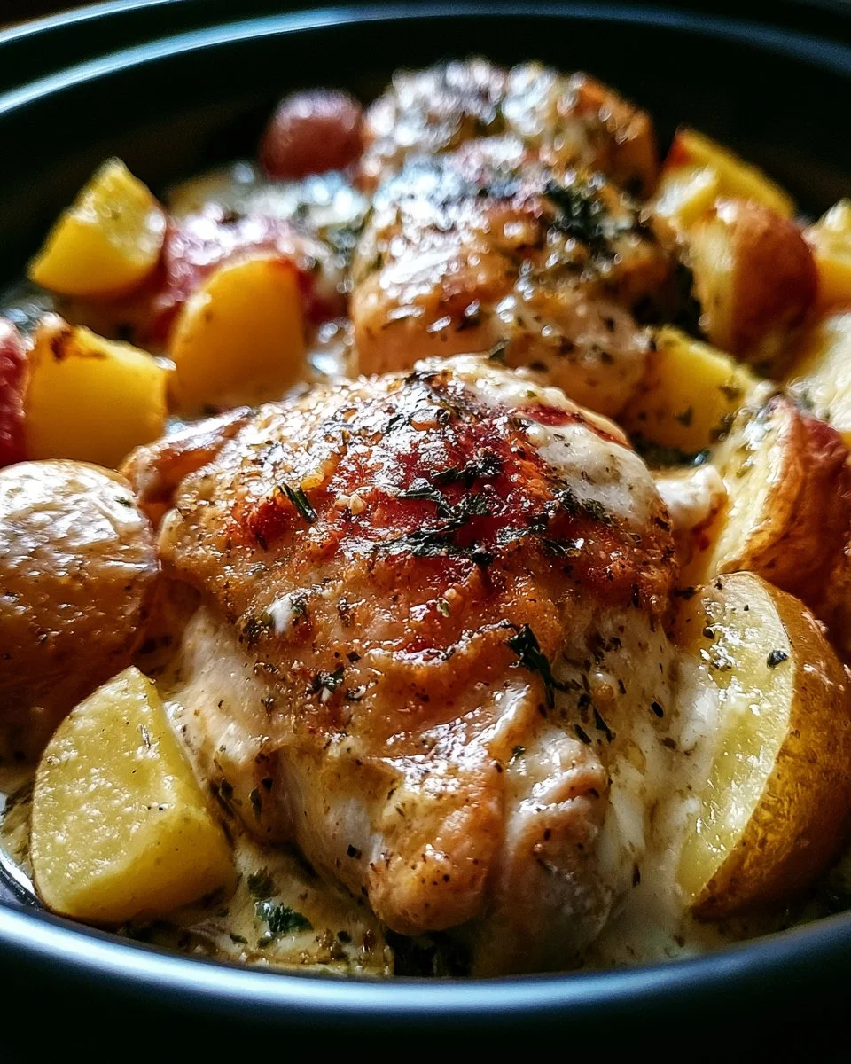 Crockpot Garlic Parmesan Chicken with Potatoes