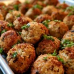 Delicious homemade stuffing balls served on a platter
