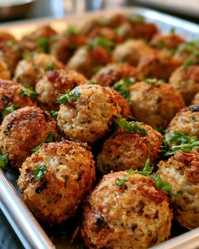 Delicious homemade stuffing balls served on a platter