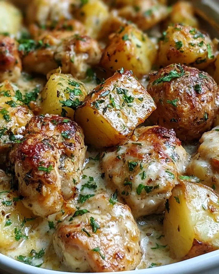 Delicious garlic parmesan chicken and potatoes cooked in a crockpot