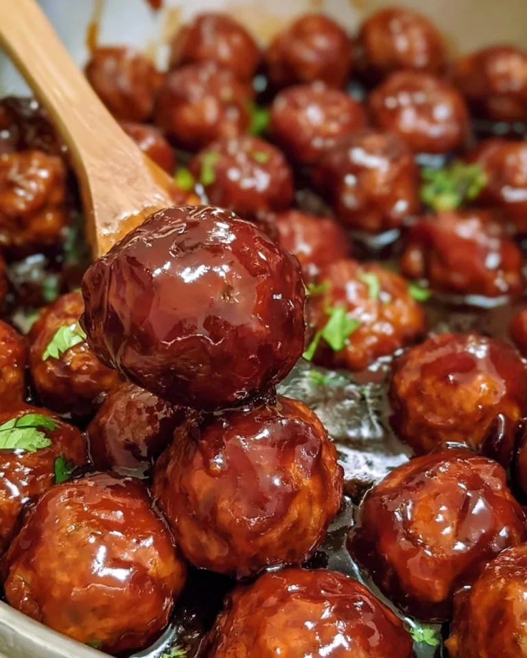 Plate of delicious grape jelly meatballs served with toothpicks