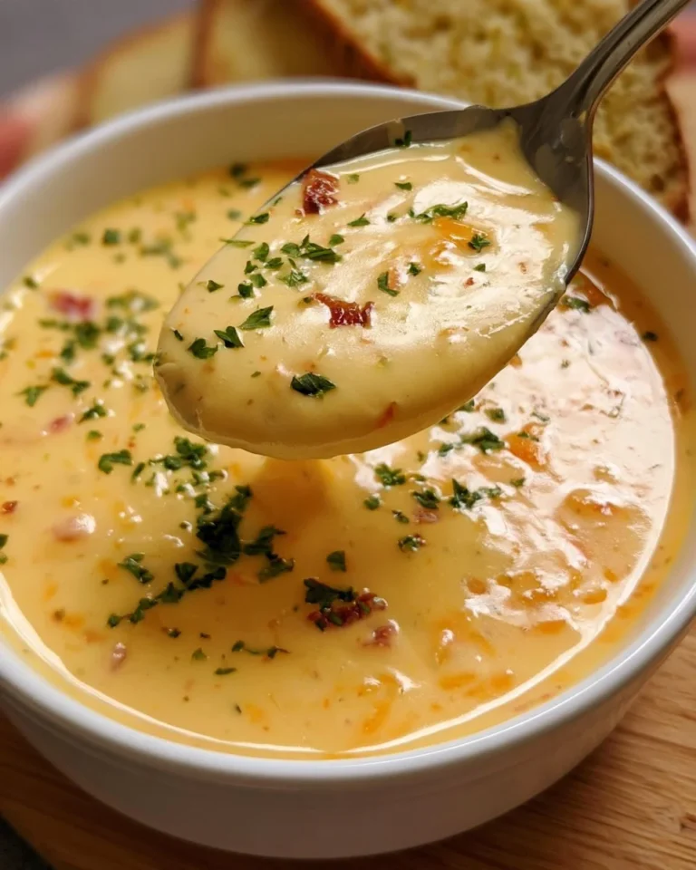 Bowls of creamy Canadian cheese soup garnished with herbs