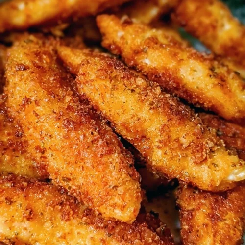 Delicious homemade baked chicken tenders on a plate