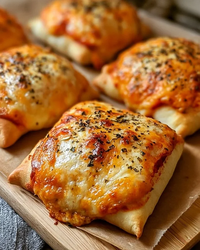 Homemade cheesy pizza pockets ready to be enjoyed, filled with gooey cheese and pepperoni.