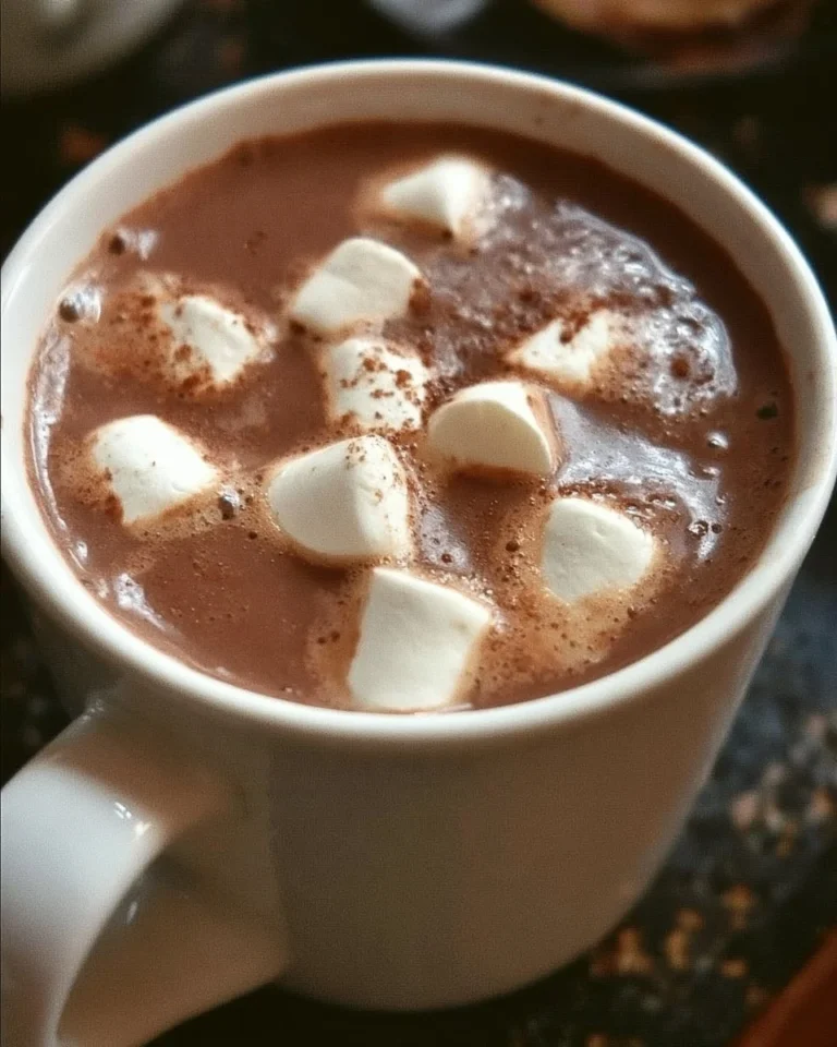 Delicious homemade hot chocolate in a mug topped with whipped cream