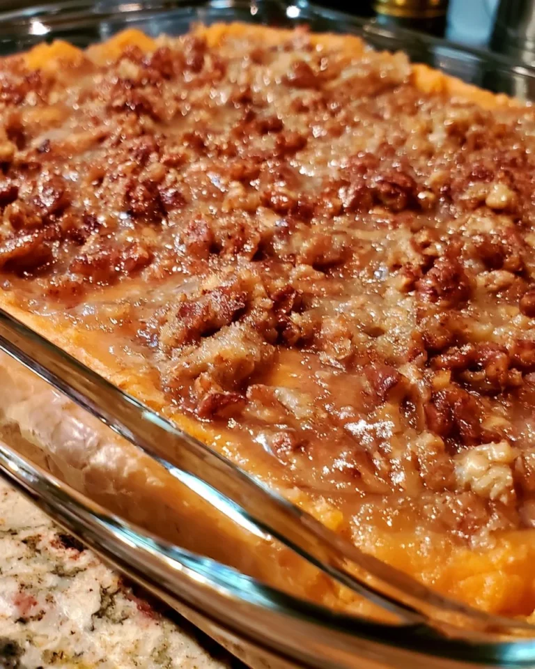 Delicious Ruth's Chris sweet potato casserole served in a dish