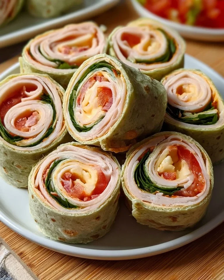 Turkey and Cheese Pinwheel Wraps with fresh ingredients and colorful presentation