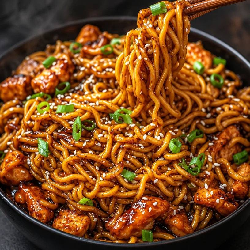 Best-Ever Easy Sticky Garlic Chicken Noodles Recipe
