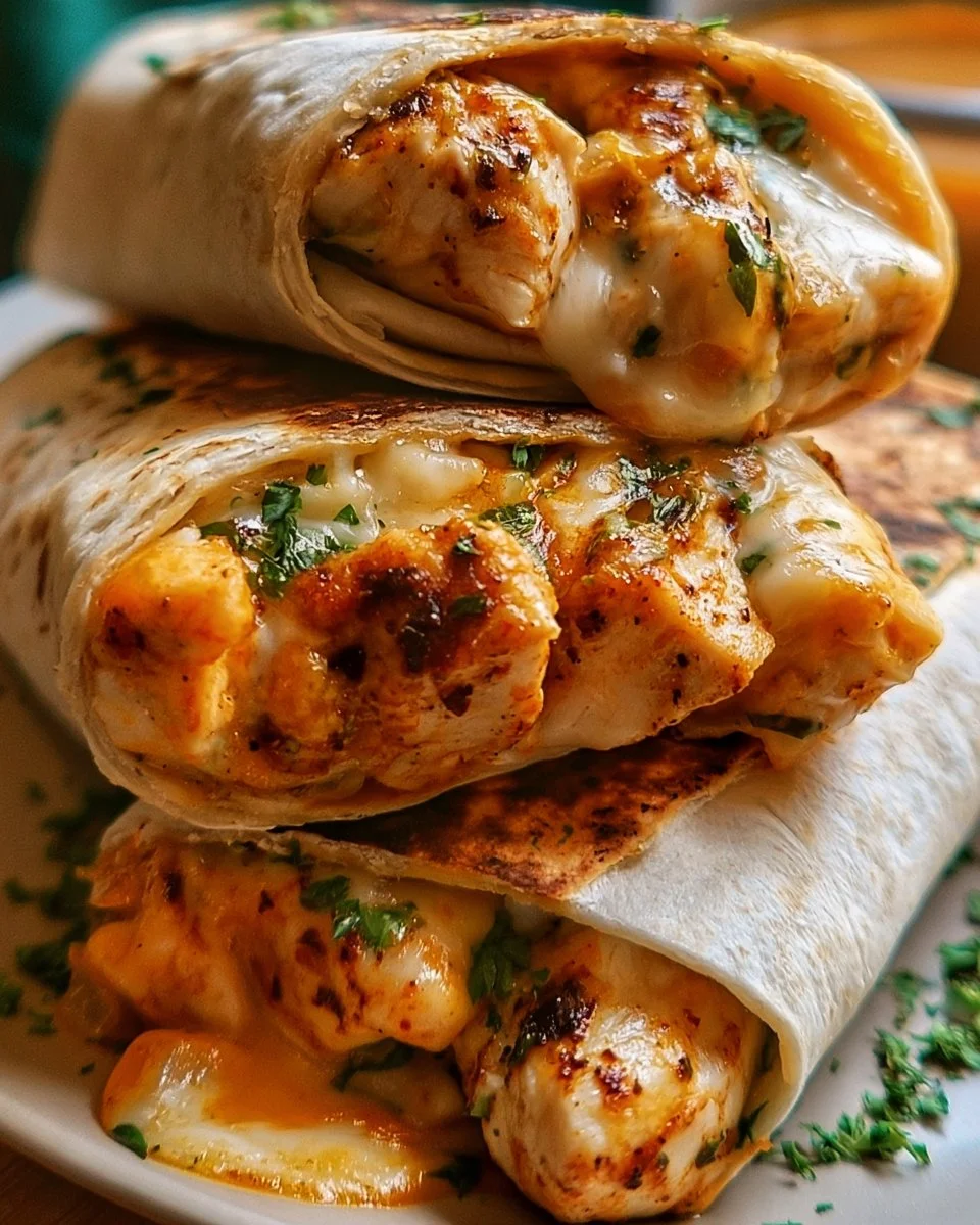 Cheesy Garlic Chicken Wraps Recipe