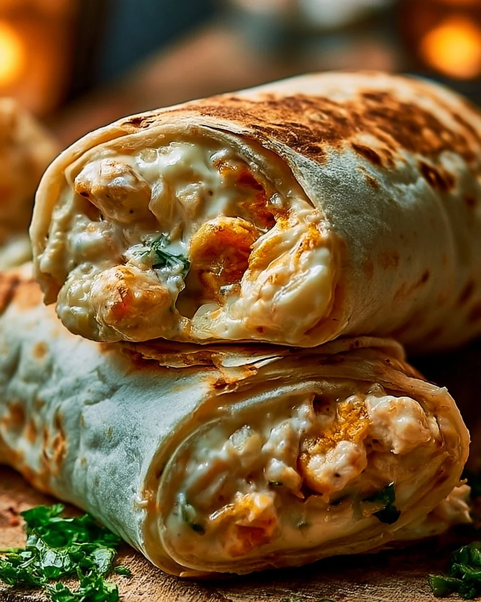 Cheesy Garlic Chicken Wraps Recipe