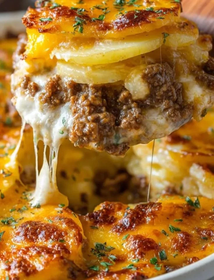Cheesy Hamburger Potato Casserole Recipe