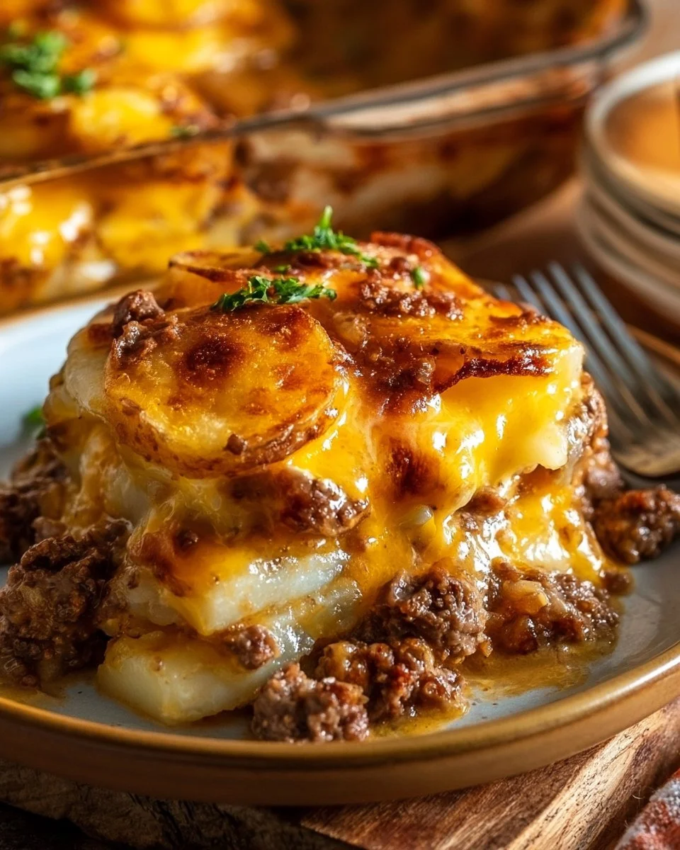 Cheesy Hamburger Potato Casserole Recipe
