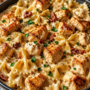 Creamy Marry Me Chicken Bowtie Pasta served on a plate