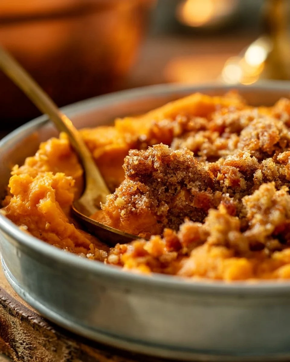 Creamy Mashed Sweet Potatoes with Brown Sugar Streusel