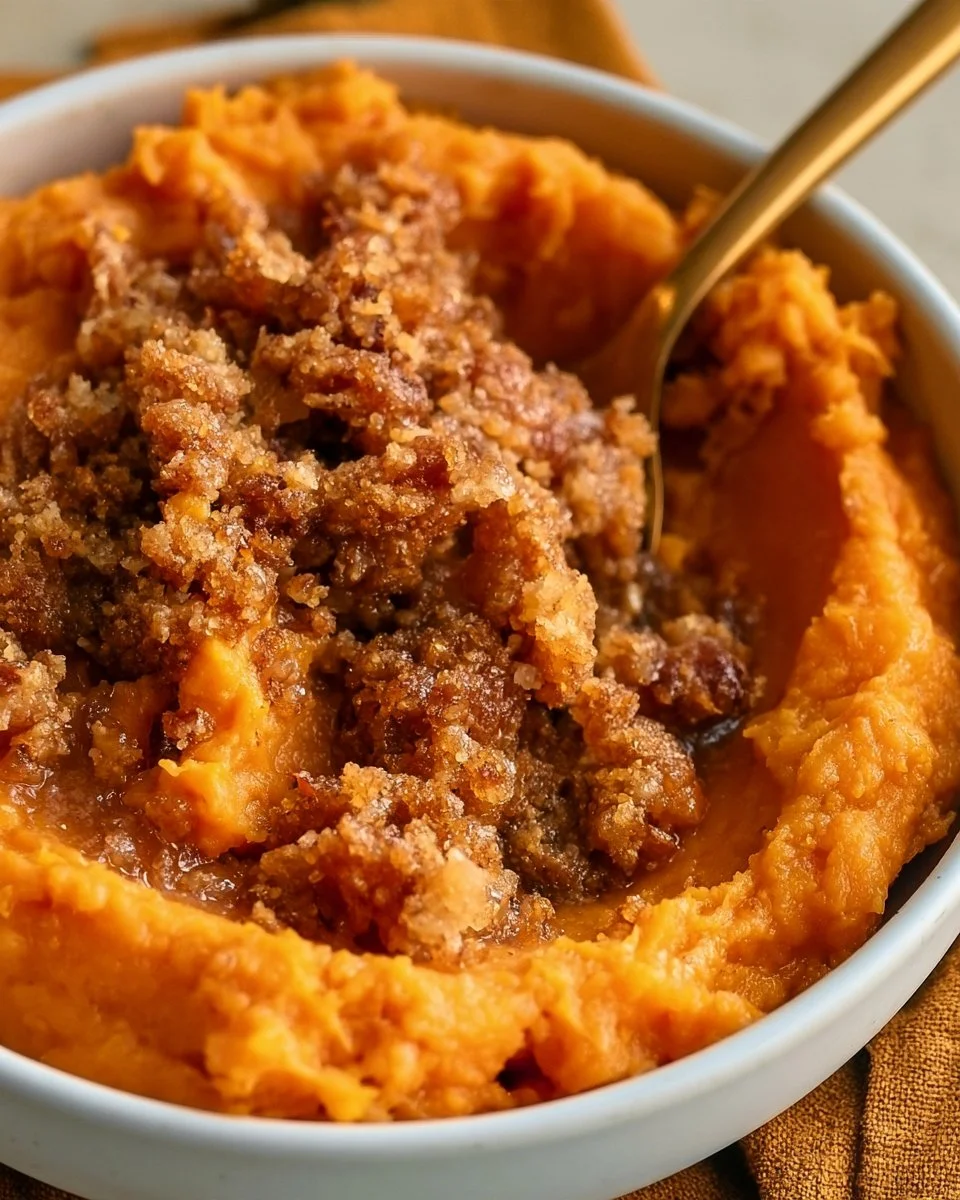 Creamy Mashed Sweet Potatoes with Brown Sugar Streusel