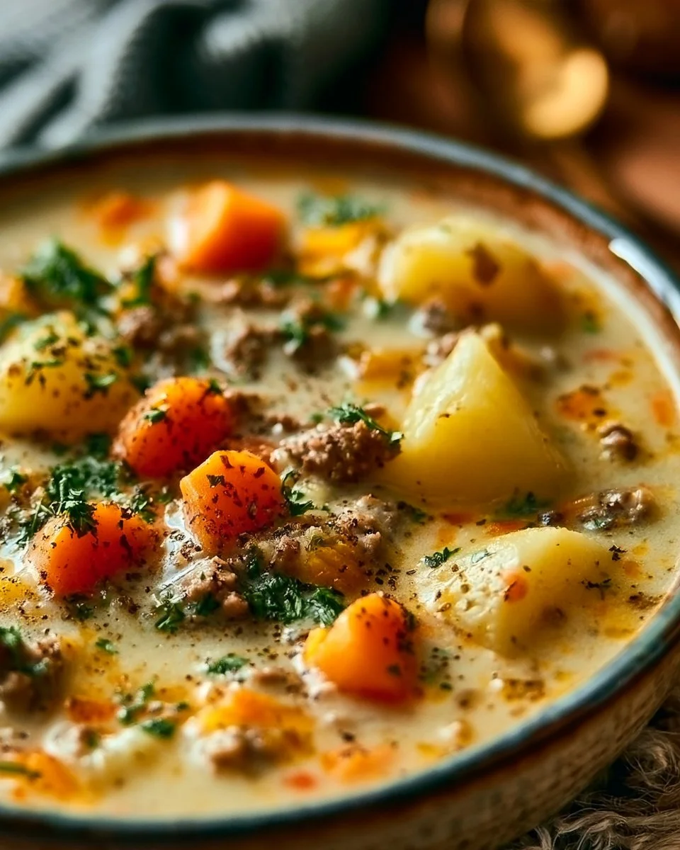 Creamy Potato and Hamburger Soup