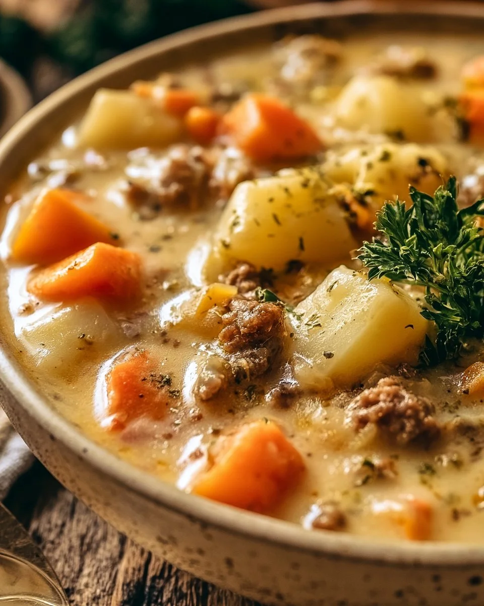 Creamy Potato and Hamburger Soup