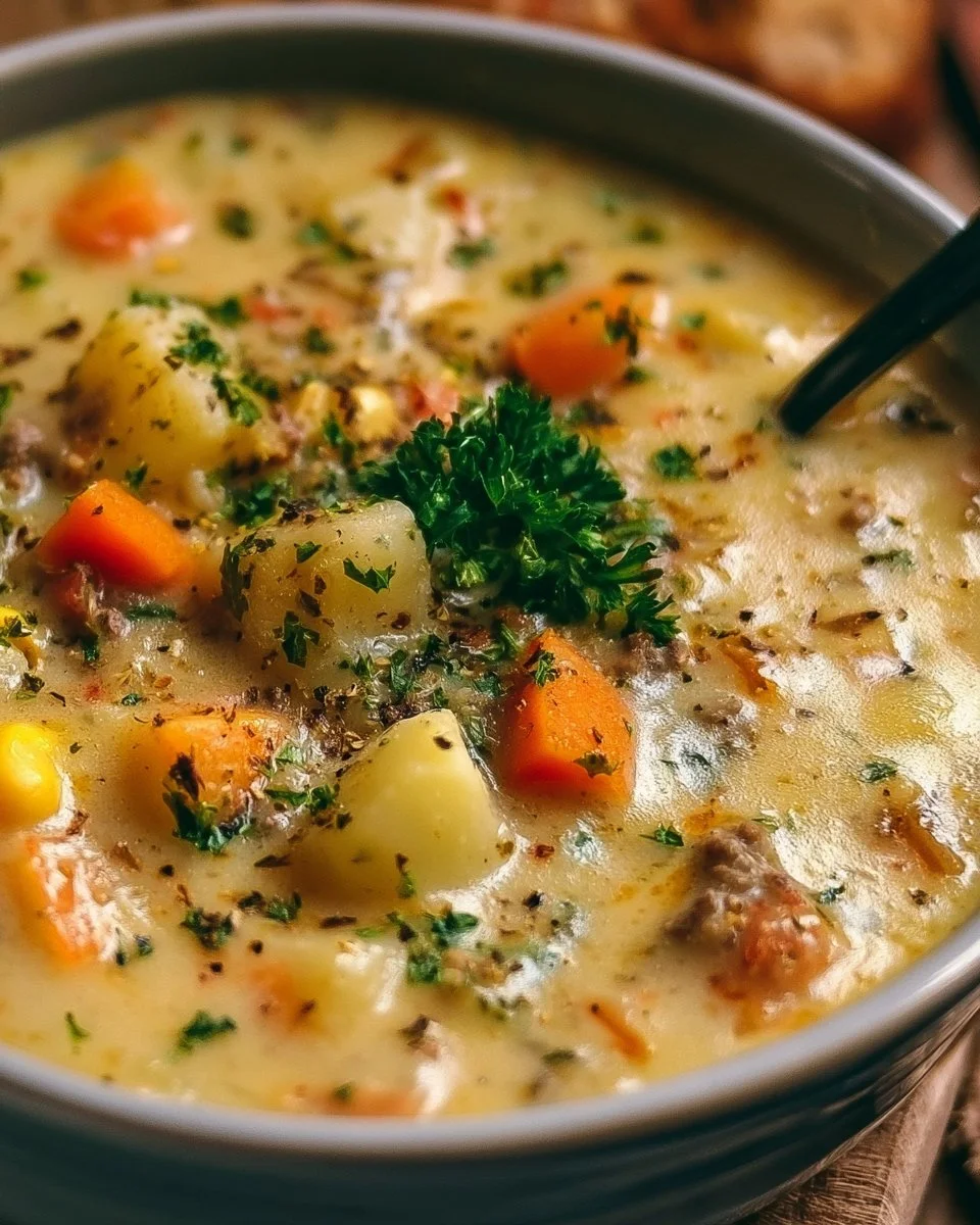 Creamy Potato and Hamburger Soup