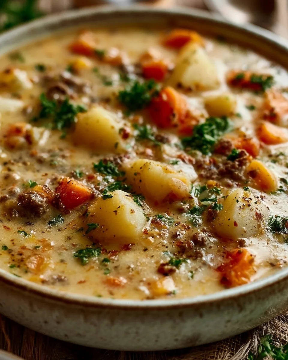 Creamy Potato and Hamburger Soup