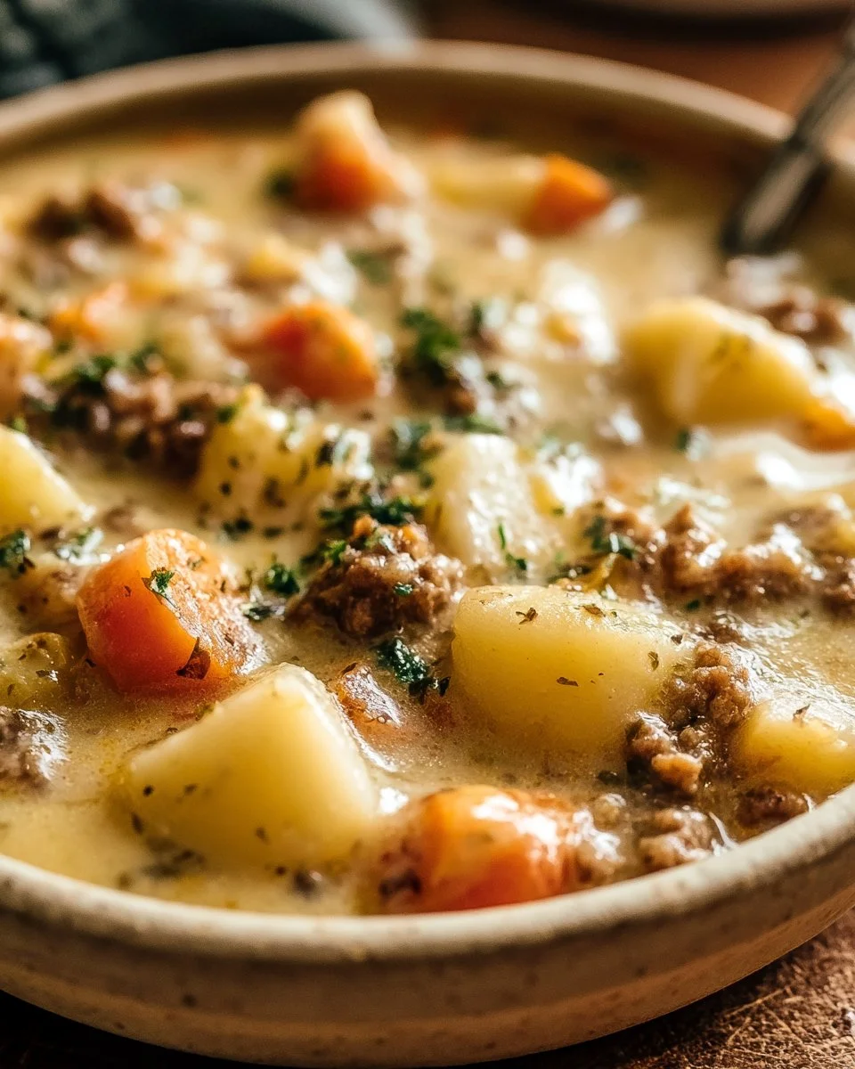 Creamy Potato Soup with Hamburger