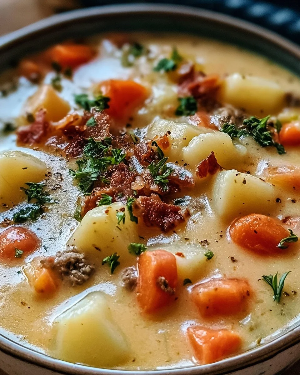 Creamy Potato Soup with Hamburger