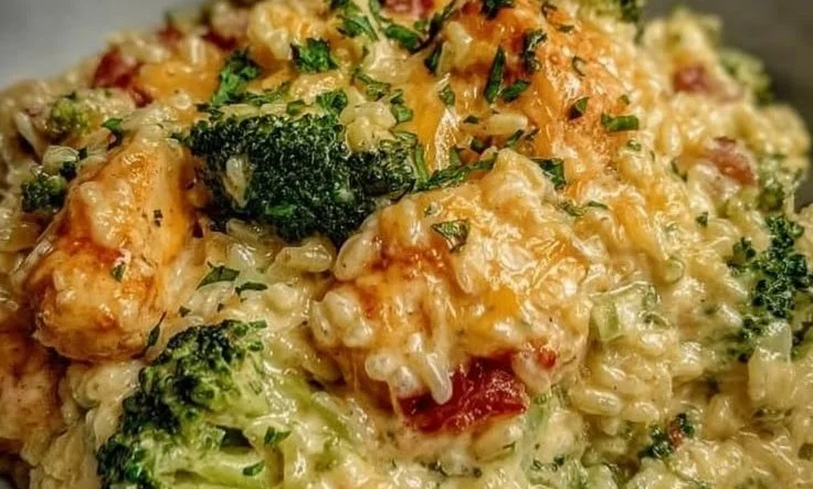 Crockpot Cheddar Chicken with Broccoli and Rice