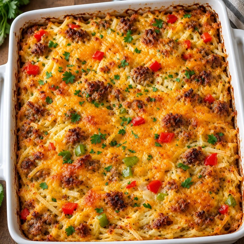 Easy Delicious Hashbrown Breakfast Casserole Recipe