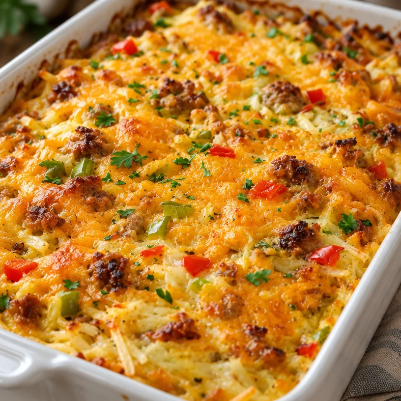 Easy Delicious Hashbrown Breakfast Casserole Recipe