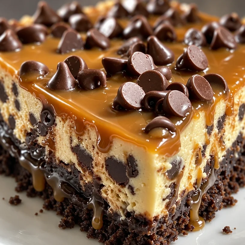 Easy Homemade Caramel Chocolate Chip Cheesecake