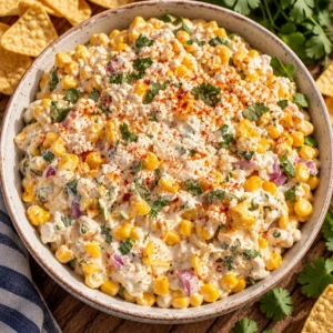 Delicious easy corn dip served in a bowl, perfect for parties and gatherings.