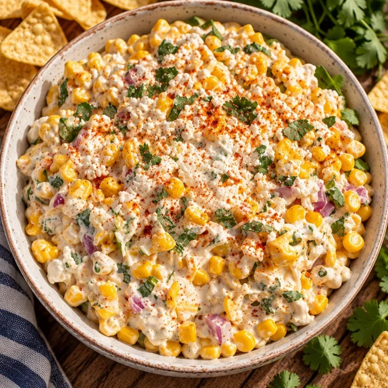 Delicious easy corn dip served in a bowl, perfect for parties and gatherings.