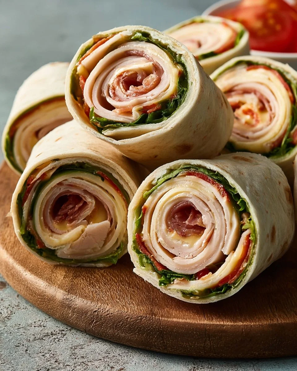 Turkey and Cheese Pinwheel Wraps Recipe