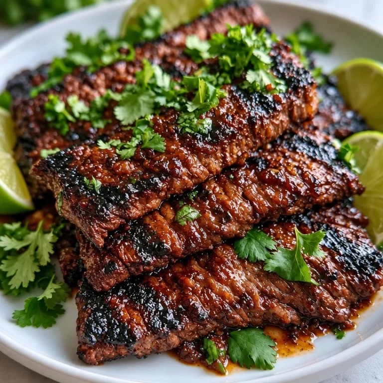 Grilled carne asada steak marinated in citrus blend, displayed on a platter.