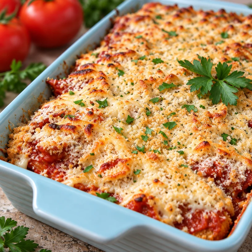 Ultimate Easy Dump and Bake Chicken Parmesan