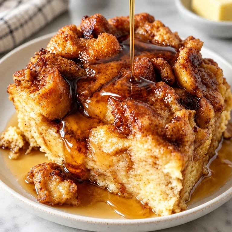 Delicious slow cooker French toast casserole ready to serve.