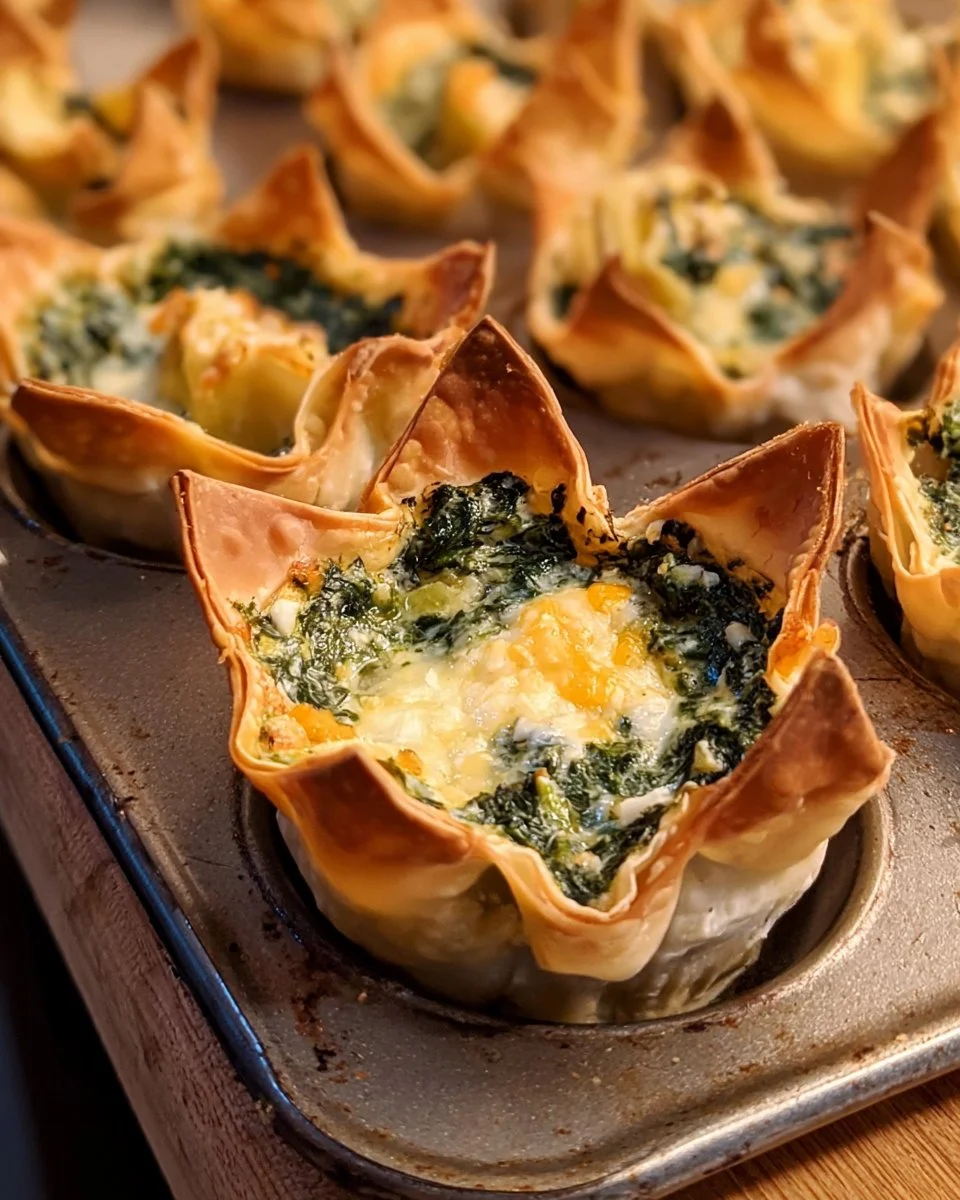 Wonton Cups with Spinach and Artichoke